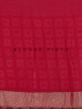 Rani pink Bandhani pattern figurative embroidered festive saree