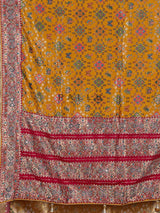 Mustard yellow modal silk Patola motif zari work saree