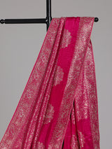Rani pink metallic embellished dola silk saree