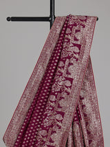 Dark purple embellished dola silk saree