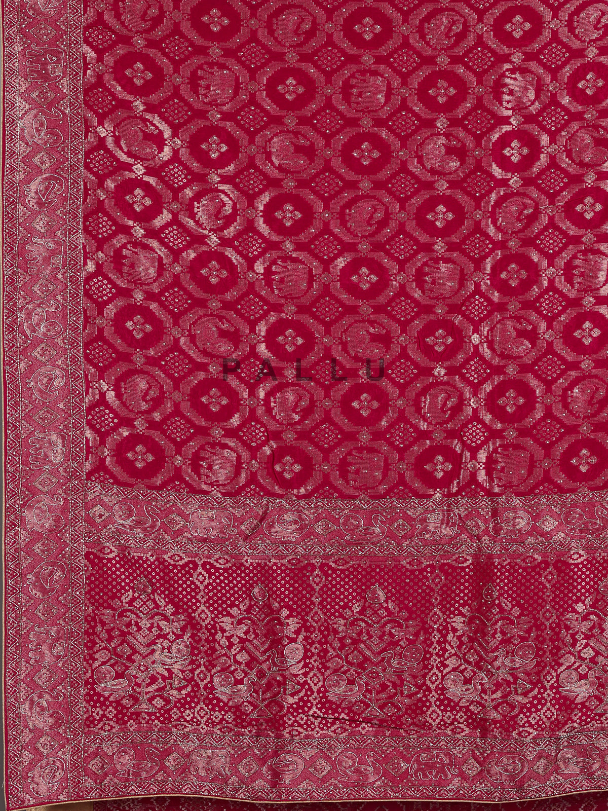 Raspberry pink bandhani dola silk saree