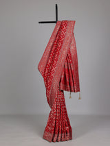 Crimson red metallic dola silk saree