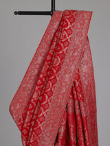 Crimson red metallic dola silk saree