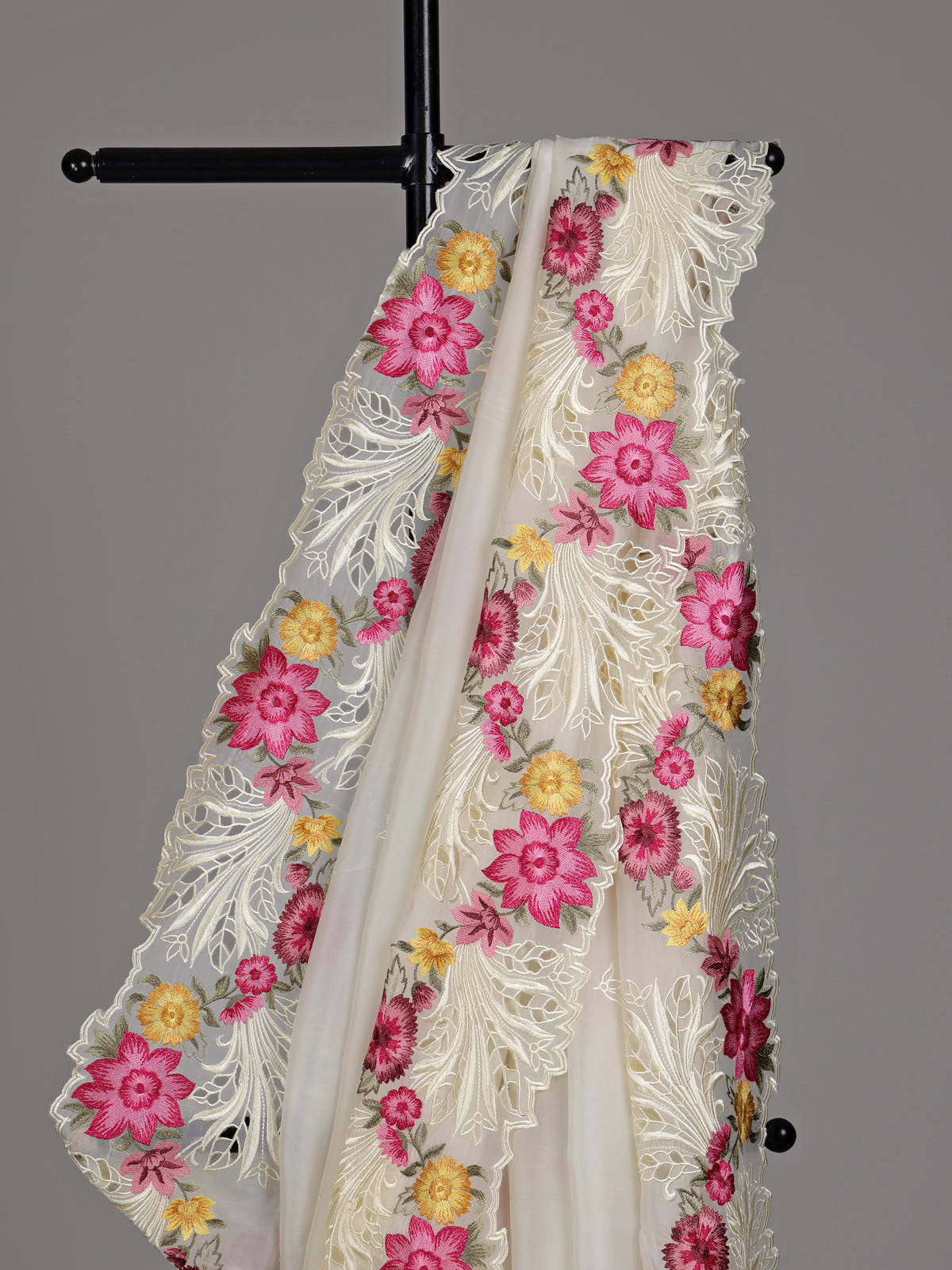 Off white floral organza saree