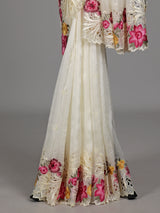 Off white floral organza saree