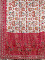 Ivory berry pink pichwai modal silk saree