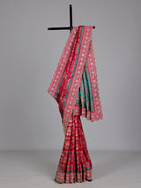 Magenta pink and teal modal silk saree