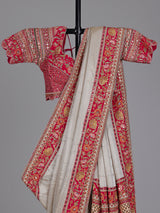 Champagne cream tissue silk saree with readymade blouse