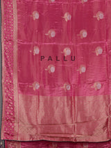 Onion pink bandhani silk-blend saree with readymade blouse