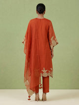 Orange floral zardozi kurti set