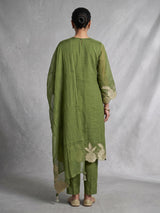 Olive green embroidered kurti set