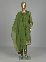 Olive green embroidered kurti set