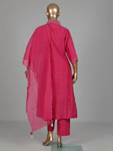 Rani pink embellished kurti set