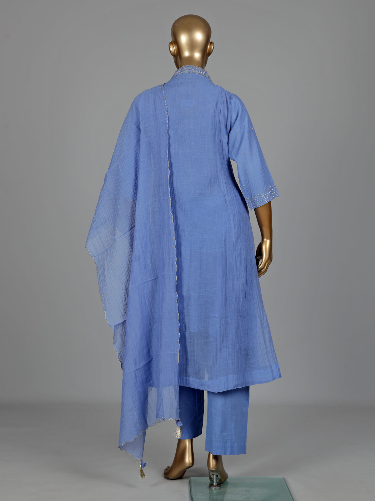 Sky blue embellished kurti set