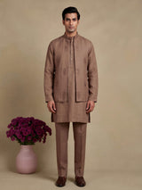 Brown floral thread waistcoat set for mens weddings
