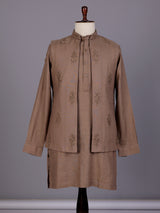 Brown floral thread waistcoat set for mens weddings