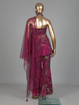 Wine plum floral palazzo suit