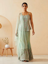 Sage mint embellished palazzo suit