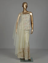 Champagne ivory embellished palazzo suit