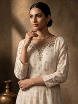 Ivory chanderi Anarkali palazzo suit