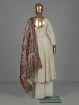 Ivory chanderi Anarkali palazzo suit