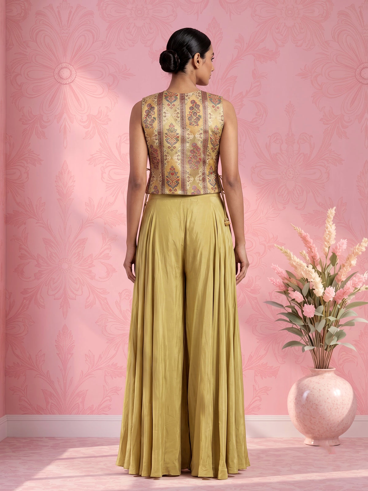 Antique gold embellished palazzo suit