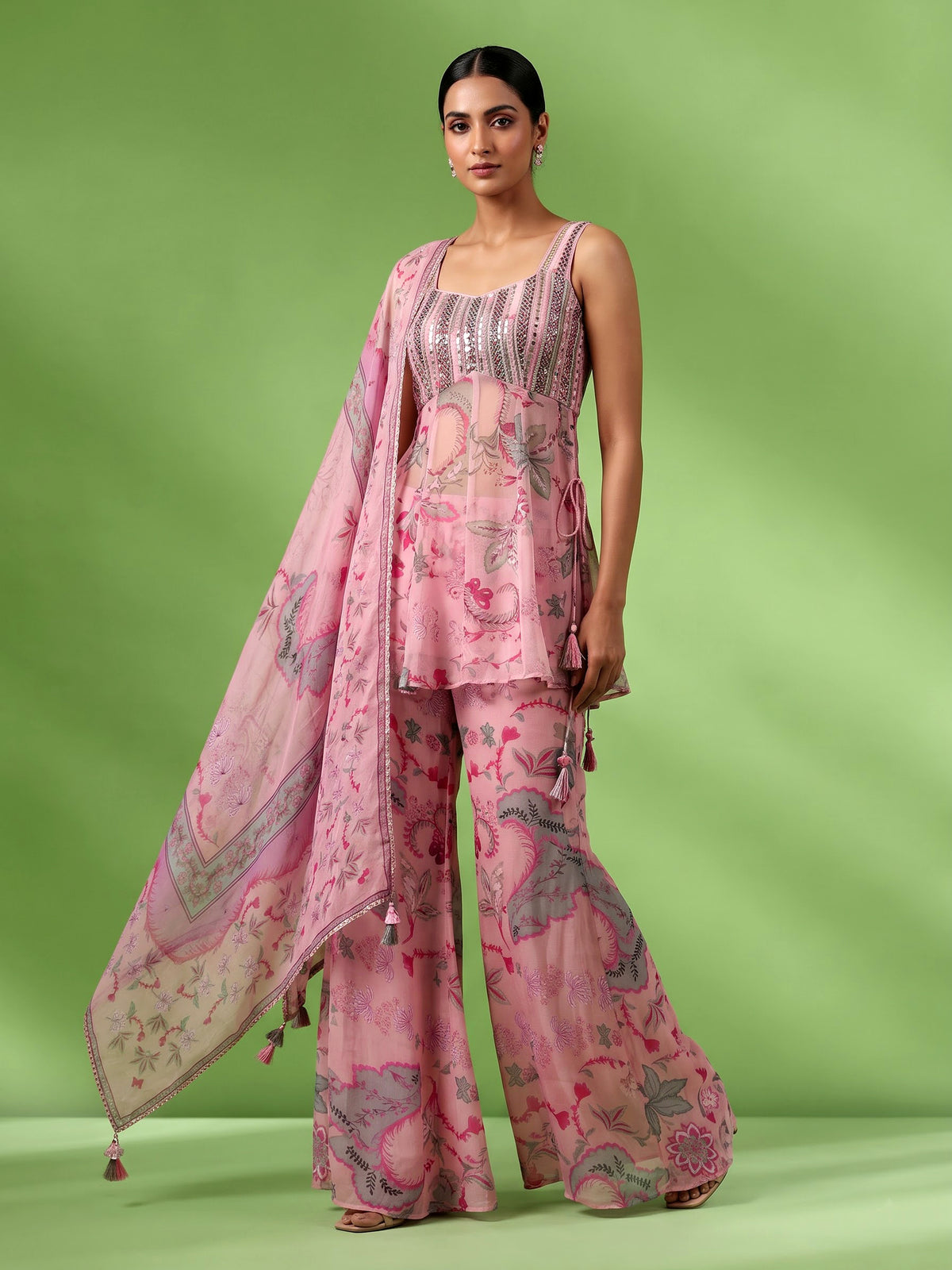 Pastel blush pink palazzo suit