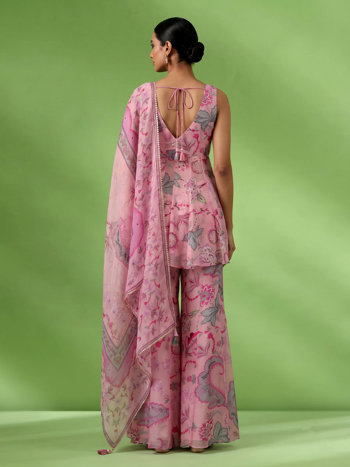 Pastel blush pink palazzo suit
