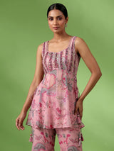 Pastel blush pink palazzo suit