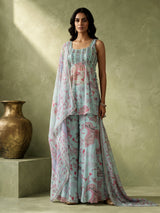 Pastel blue floral palazzo suit