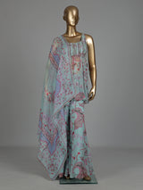 Pastel blue floral palazzo suit
