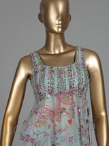 Pastel blue floral palazzo suit