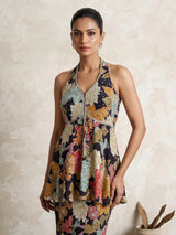 Midnight black floral palazzo suit