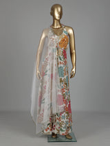 Ivory botanical crepe palazzo suit