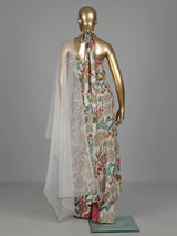 Ivory botanical crepe palazzo suit