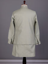 Pista green designer waistcoat set with floral pocket detailing