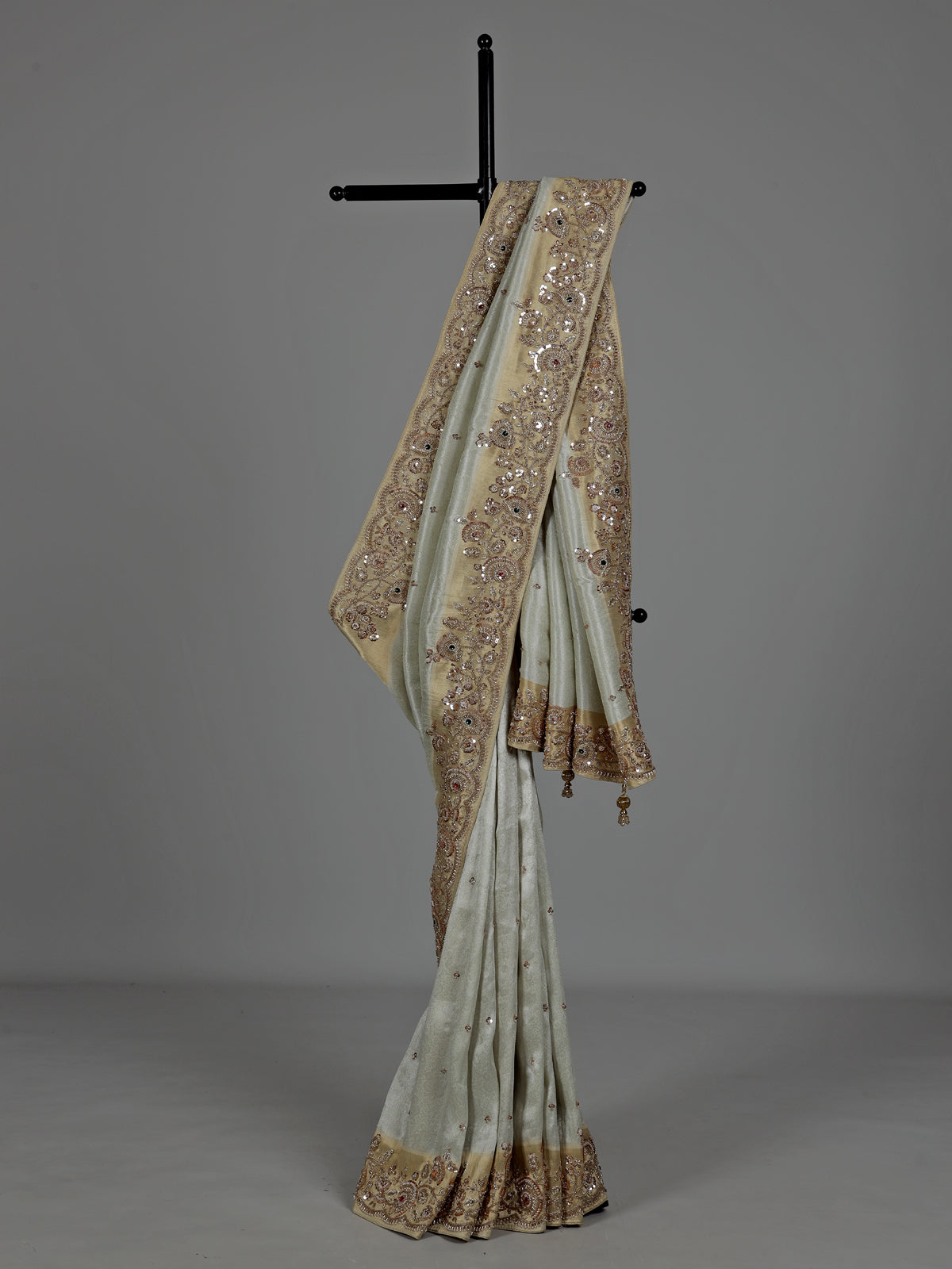 Pastel pista green women saree