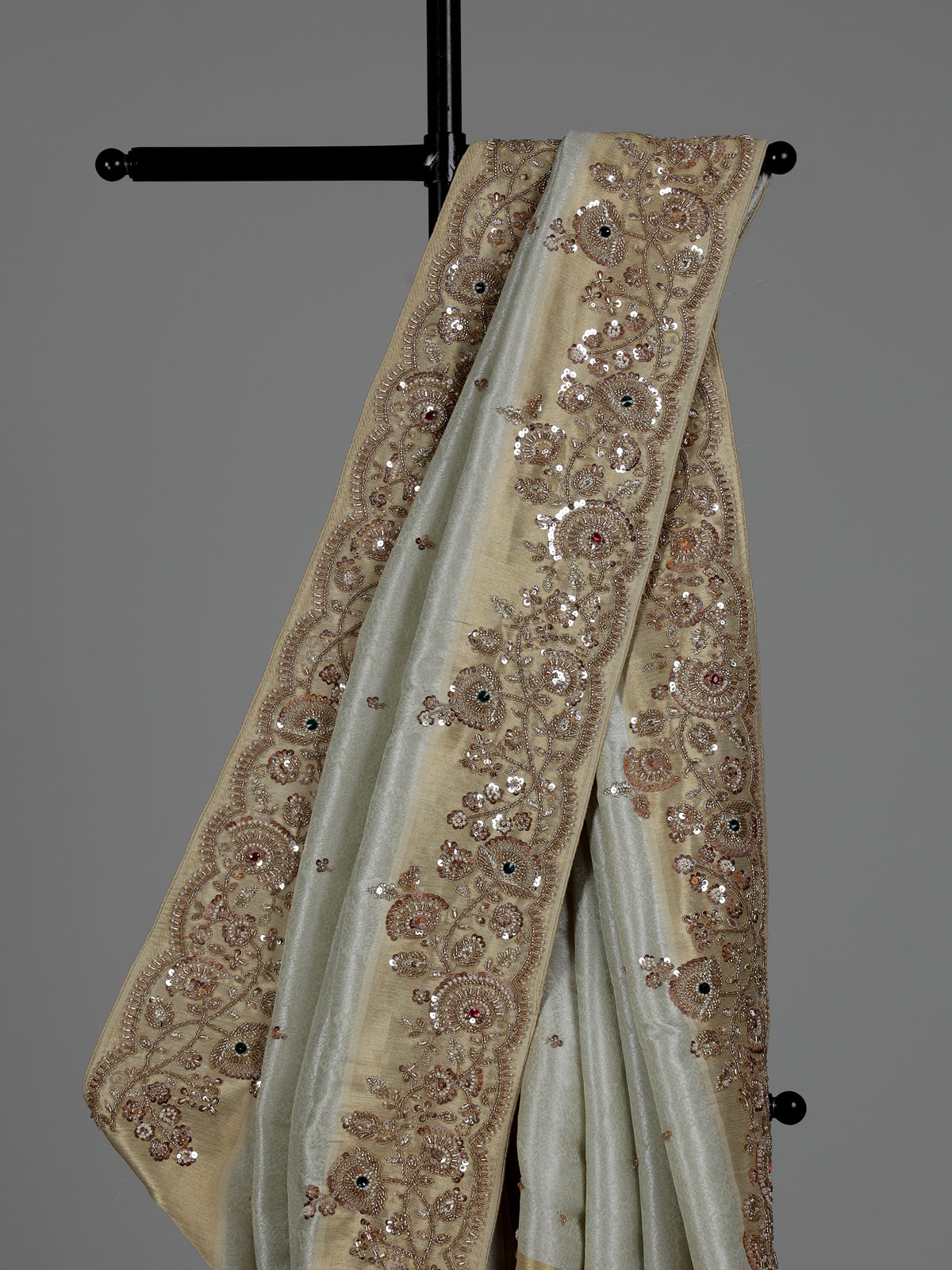 Pastel pista green women saree