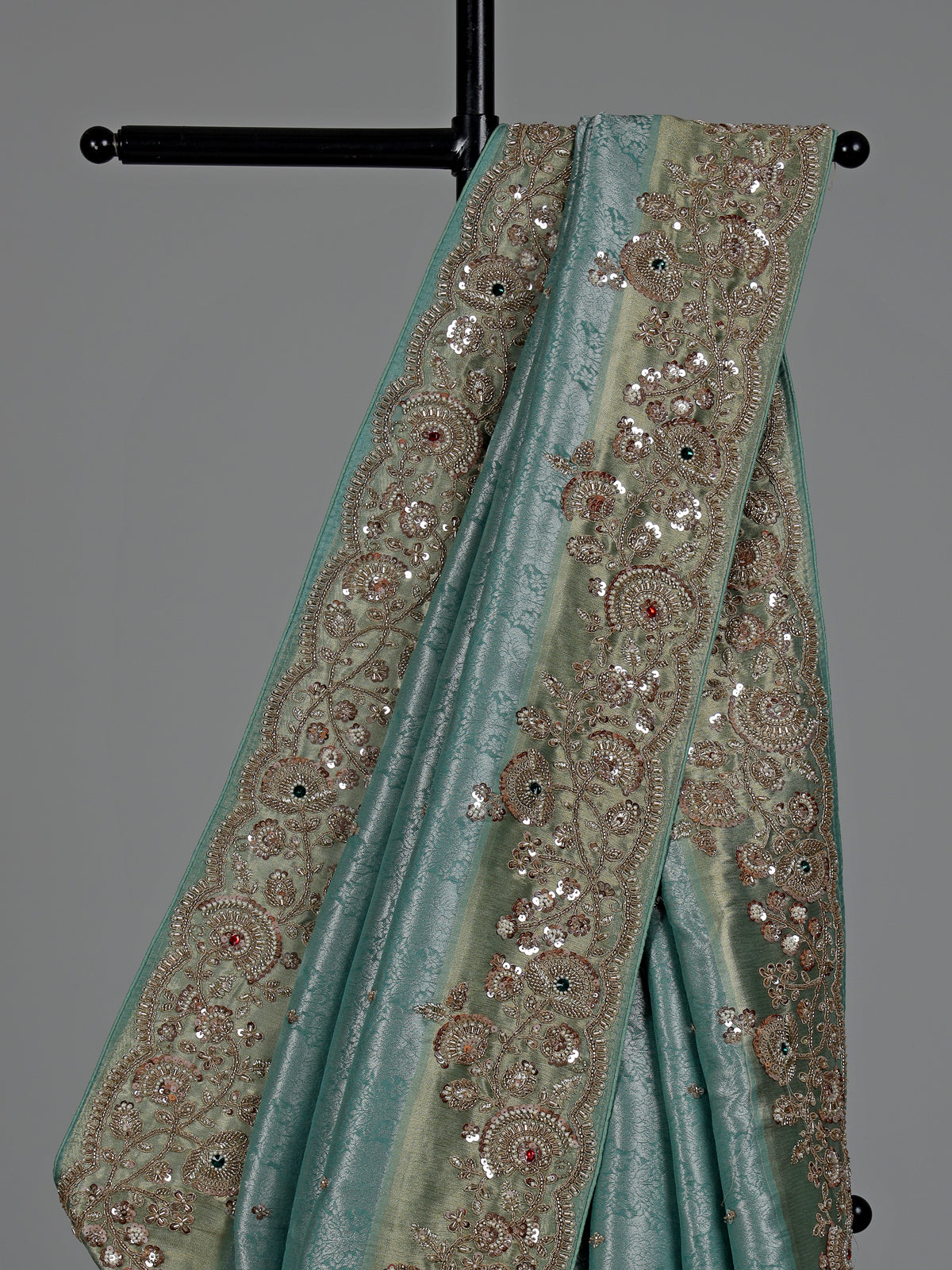 Seafoam blue embellished women saree