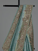 Seafoam blue embellished women saree