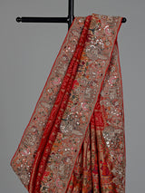 Red bandhani women saree