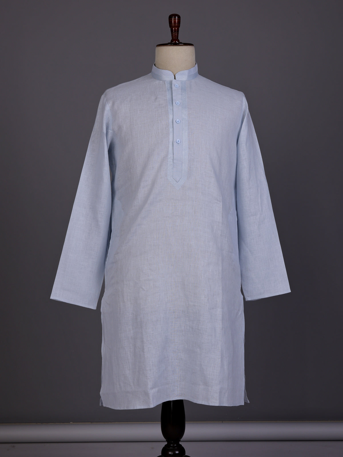 Mint blue tone-on-tone thread kurta suit with pants
