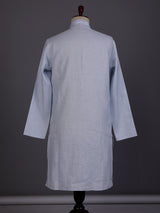 Mint blue tone-on-tone thread kurta suit with pants