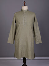 Mehendi green tone-on-tone thread kurta suit for mens