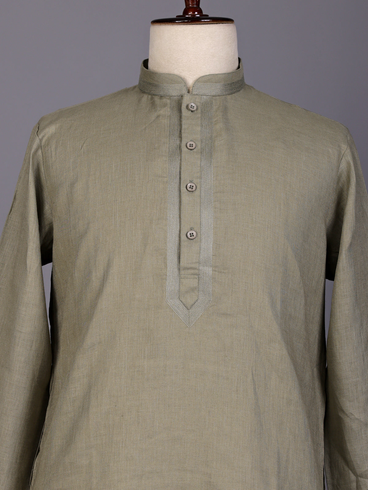 Mehendi green tone-on-tone thread kurta suit for mens