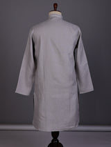 Grey tone-on-tone thread kurta suit with pants for mens