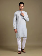 Mint green tone-on-tone thread kurta suit with pants