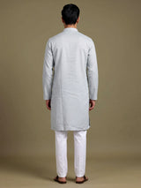 Mint green tone-on-tone thread kurta suit with pants
