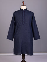 Blue tone-on-tone thread kurta suit with pants for mens