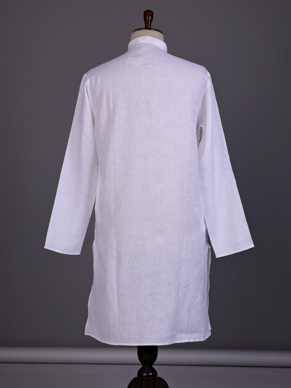 White tone-on-tone thread kurta suit with pants for mens